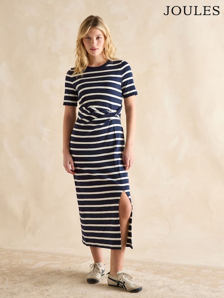 Joules Annabelle Navy/White Twist Jersey T-Shirt Dress (E01598) | kr985