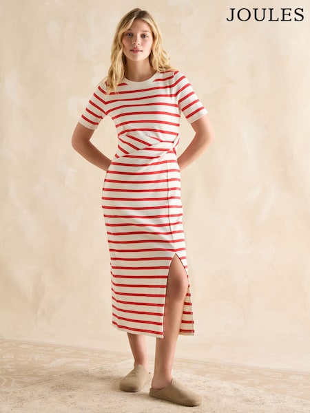 Joules Annabelle Red/White Twist Jersey T-Shirt Dress (E01599) | 4,146 UAH