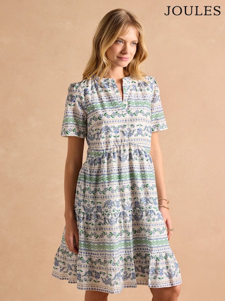Joules Ariella Blue Cotton Tiered Dress (E01606) | R$ 545