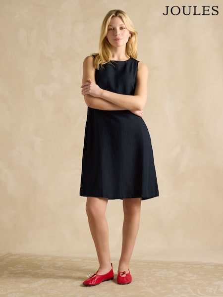 Joules Delphine Navy Shift Dress With Linen (E01607) | €73