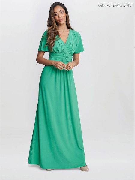 Gina Bacconi Green Elena Jersey Maxi Dress (E01626) | 501 LEI