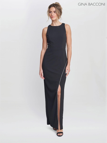 Gina Bacconi Esmeralda Sleeveless Column Maxi Black Dress (E01637) | €199