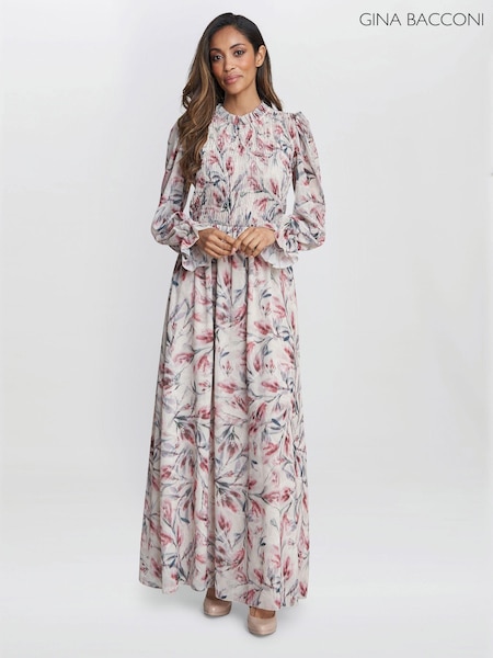 Gina Bacconi Thea Sheered Long Sleeve Dress (E01662) | €154