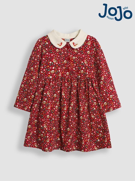 JoJo Maman Bébé Christmas Robin Floral Peter Pan Dress (E01693) | 38 €