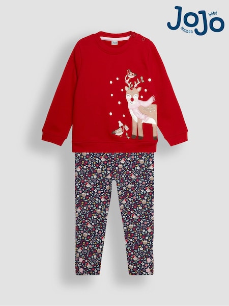 JoJo Maman Bébé Reindeer Appliqué Sweatshirt and Leggings Set (E01708) | 51 €