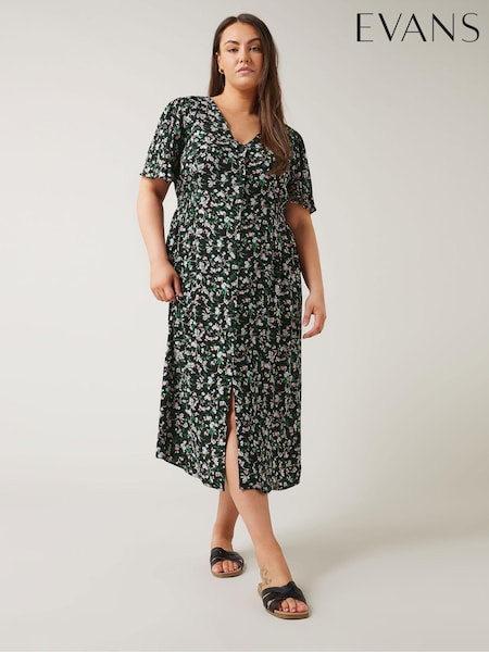 Розовый - Evans Orange Button Through Angel Sleeve Dress (E01774) | €28