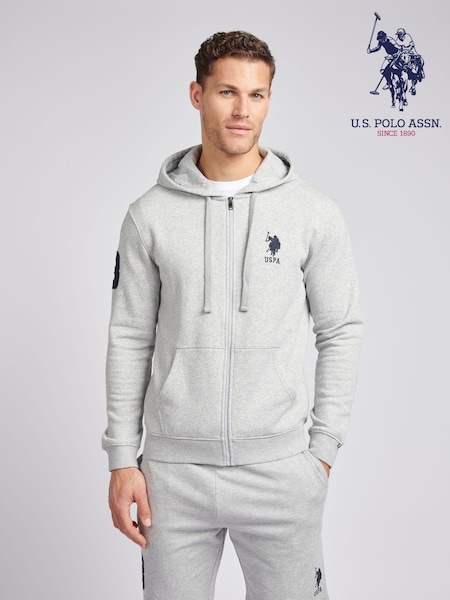 U.S. Polo Assn. Grey Mens Classic Fit 100% Cotton Player 3 Zip-Up Hoodie (E01829) | R$ 740
