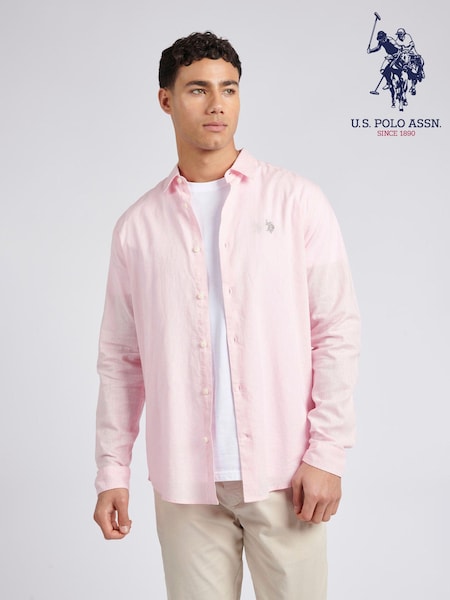 U.S. Polo Assn. Pink Linen Blend Mens Shirt (E01833) | 297 QAR