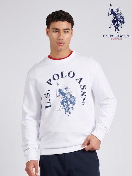 U.S. Polo Assn. White Classic Fit Mens Chest Graphic Sweatshirt (E01838) | AED379