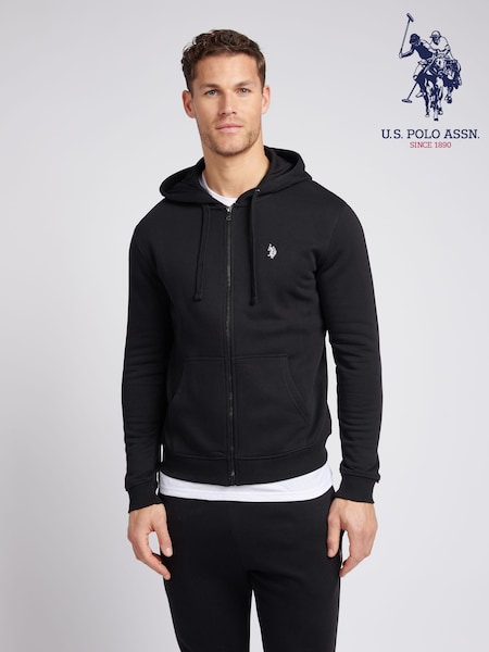 U.S. Polo Assn. Black Mens Classic Fit 100% Cotton Double Horsemen Zip Up Hoodie (E01841) | R$ 690