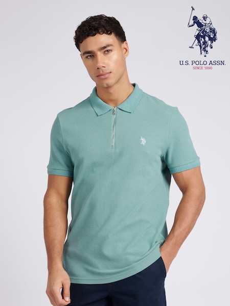 U.S. Polo Assn. Blue Mens Regular Fit Texture Polo Shirt (E01848) | AED349