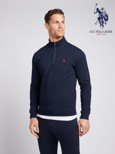 U.S. Polo Assn. Dark Blue Mens Classic Fit Quarter Zip Sweatshirt (E01855) | R$ 640