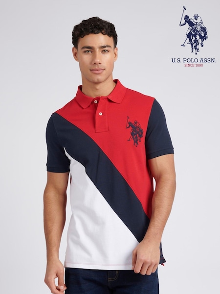 U.S. Polo Assn. Red Mens Regular Fit 100% Cotton Cut & Sew Polo Shirt (E01857) | 297 QAR