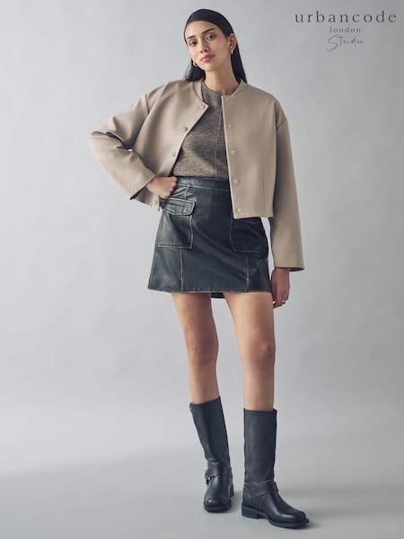 Urban Code Brown Faux Leather  A-Line Skirt (E01862) | €25