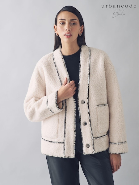 Urban Code Teddy Button Front Jacket With Stitch Detailing (E01868) | ‏320 د.إ.‏