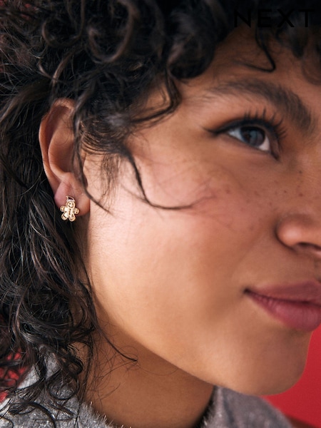 Multi Colour Christmas Gingerbread Man Stud Earrings Pack (E01888) | €5