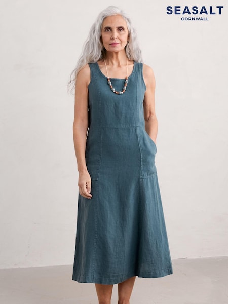 Seasalt Cornwall Blue Tamsyn V-Neck Jersey Midi Dress (E02011) | €52