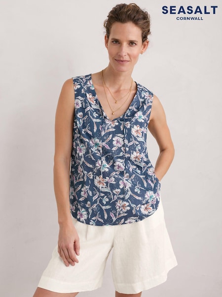 Seasalt Cornwall Blue Cobbs Well Sleeveless Top (E02028) | €25