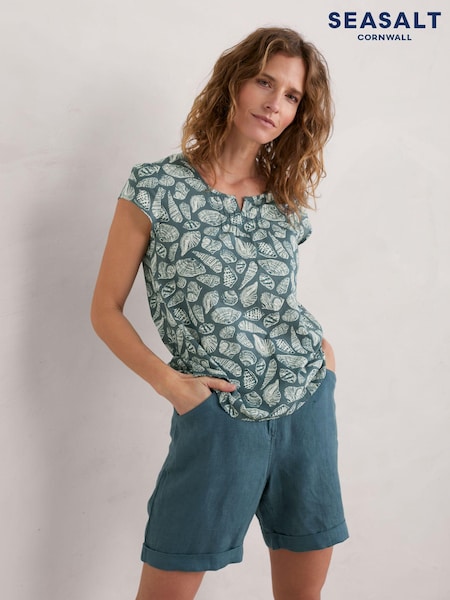 Seasalt Cornwall Blue Garden Gate Cotton Top (E02036) | €39