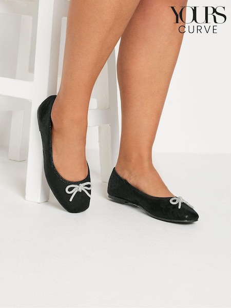 Yours Curve Extra Wide Fit Diamante Ballet Shoes (E02055) | €38