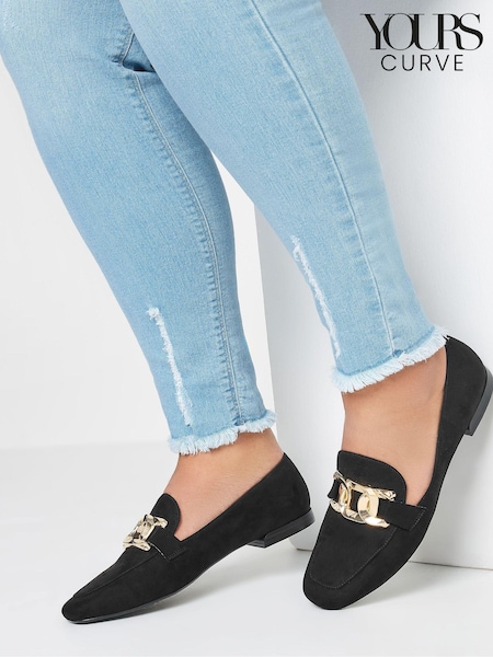 Musta - Yours Curve Leveä lesti Ketjun yksityiskohta Suljettu Takaisin Loaferit (E02061) | €61