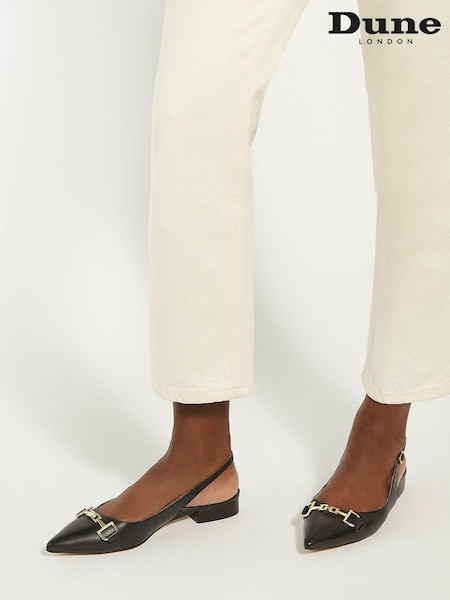 Dune London Hopeful Branded-Snaffle-Trim Ballet Shoes (E02138) | 443 LEI