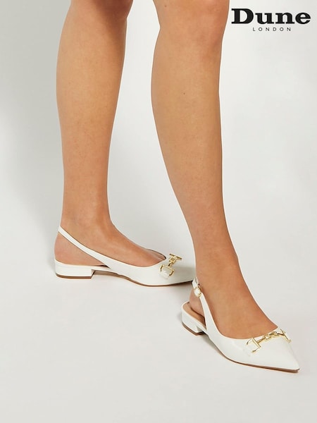 Dune London Hopeful Branded-Snaffle-Trim Ballet Shoes (E02141) | 443 LEI