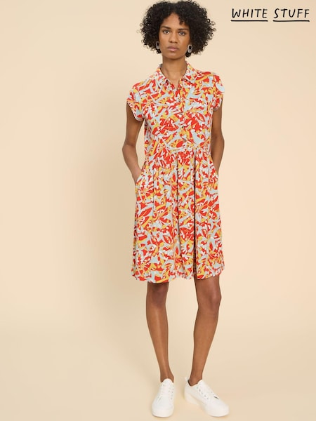 White Stuff Orange Everly Jersey Shirt Dress (E02183) | €37