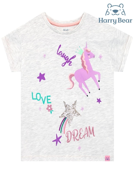 Harry Bear Grey Laugh Love Dream Unicorn T-Shirt (E02290) | €11.50