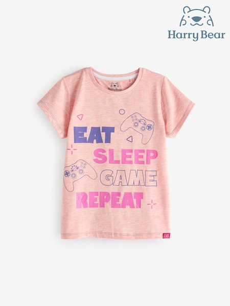 Harry Bear Pink Eat Sleep Game Repeat T-Shirt (E02303) | €8