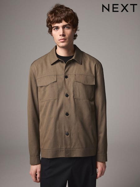 Natural Brown Twin Pocket Shacket (E02317) | R$ 525
