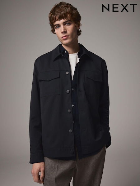 Navy Blue Twin Pocket Shacket (E02318) | € 82