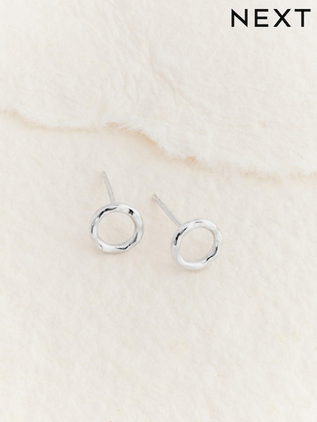 Sterling Silver Circle Stud Earrings (E02328) | €17.50