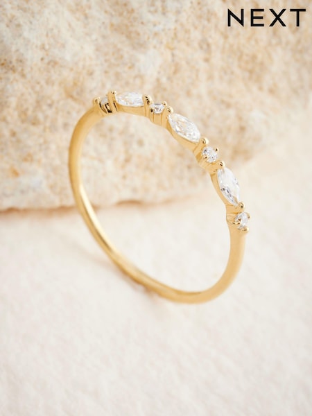 Gold Plated Sterling Silver Cubic Zirconia Delicate Ring (E02332) | €13