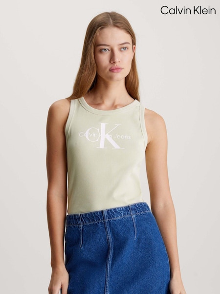 Calvin Klein Green Logo Rib Tank Top (E02433) | €24