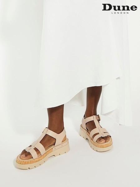Dune London Pink Laplin T Bar Gladiator Sandals (E02459) | €126