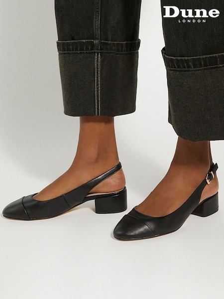 Dune London Black Casing Sling Back Block Heel Sandals (E02463) | €115