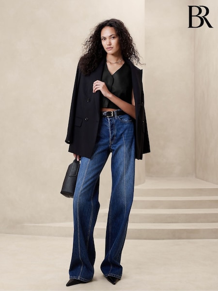 Banana Republic Black Tencel Linen Cropped Vest (E02652) | €38