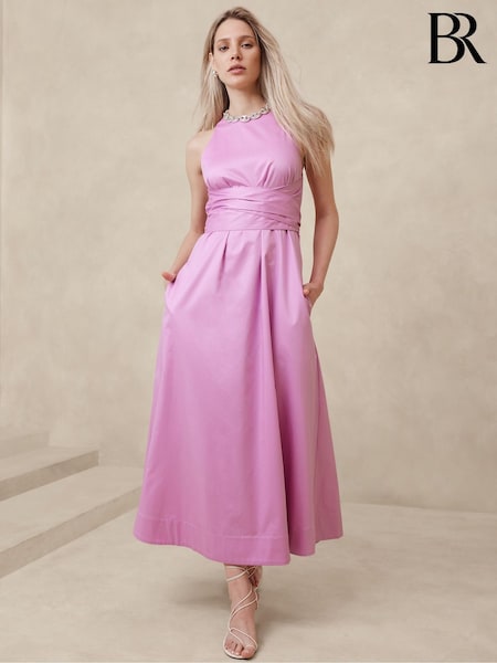 Banana Republic Pink Stretch Cotton Poplin Maxi Dress (E02658) | €121