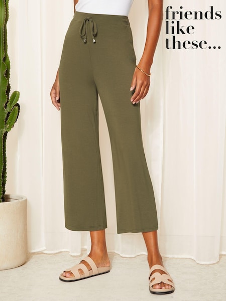 Friends Like These Belted Jersey Wide Leg Culotte Trousers (E02664) | 85 LEI