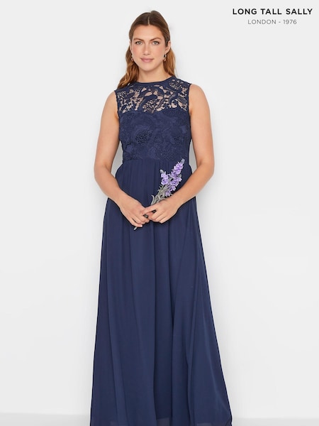 Long Tall Sally Blue Lace Detail Midaxi Dress (E02666) | €107
