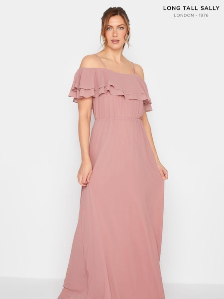 وردي - Long Tall Sally Ruffle Maxi Dress (E02675) | ‏41 ر.ع.‏