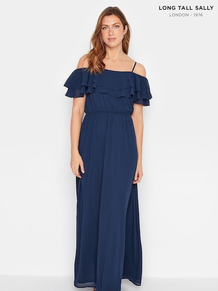أزرق - Long Tall Sally Ruffle Maxi Dress (E02679) | ‏41 ر.ع.‏