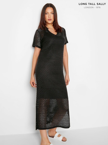 Long Tall Sally Black Crochet Dress (E02689) | AED198