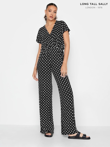 Long Tall Sally Black Spot Wrap Jumpsuit (E02692) | 198 QAR
