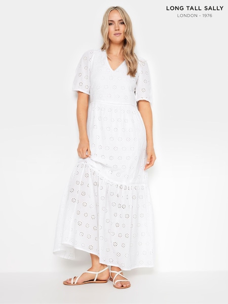 Long Tall Sally 100% Cotton V-Neck Broderie Dress (E02694) | €87