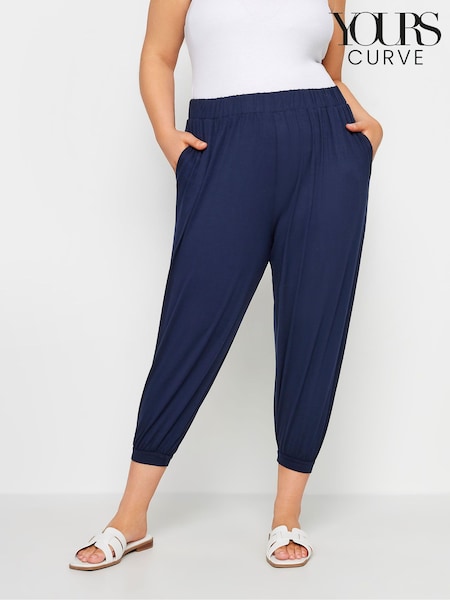 Yours Curve Blue Cropped Harem Trousers (E02696) | €29