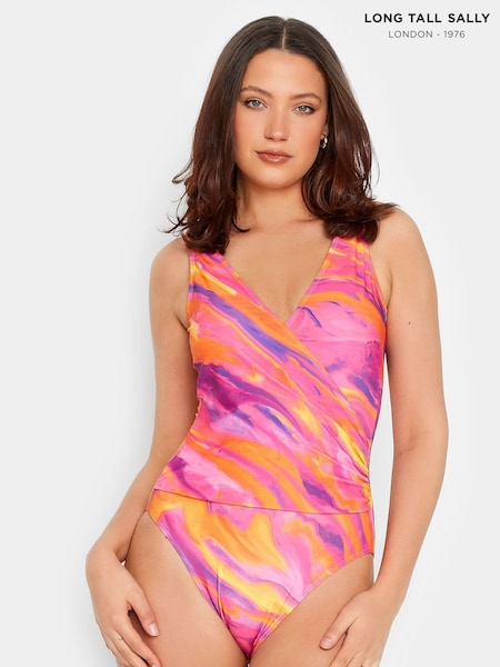 Long Tall Sally Pink Print Swimsuit (E02697) | €24