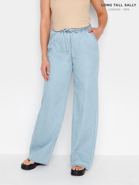 Long Tall Sally LTS Tall Light Blue Drawstring Wide Leg 100% Cotton Jeans (E02703) | €54