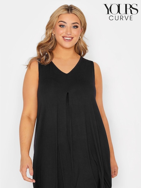 Yours Curve Black Pleated Swing Vest (E02758) | 99 QAR